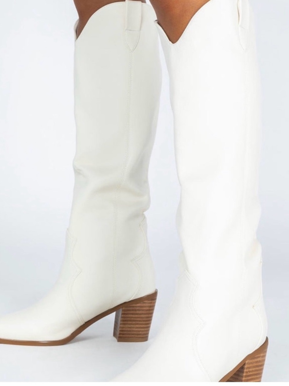 Billini White Western Knee Booties